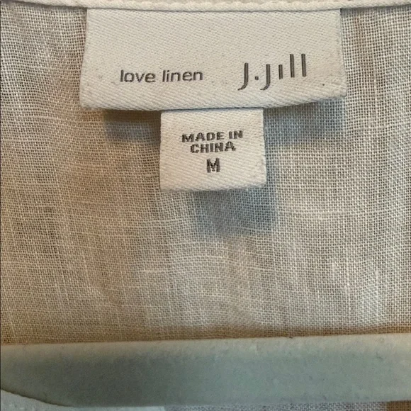 J. Jill Size Medium 100% Linen White Embroidered Split-Neck Tunic Top - Picture 2 of 7